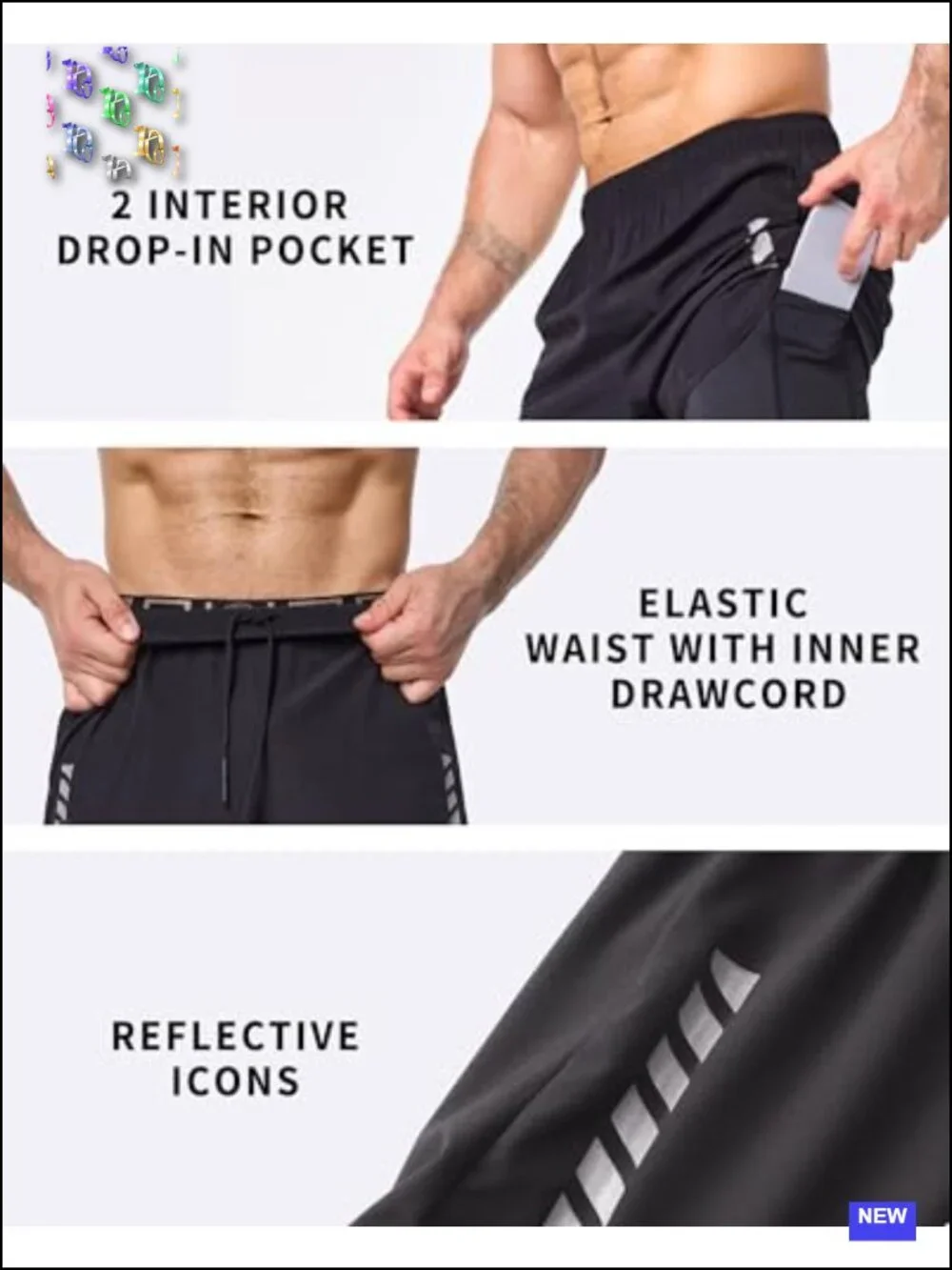 2 in 1 Athletic Running Shorts with Liner Quick Dry 5 Pack